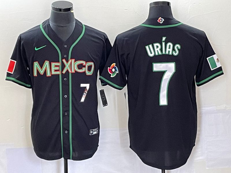 Men 2023 World Cub Mexico #7 Urias Black white Nike MLB Jersey27->more jerseys->MLB Jersey